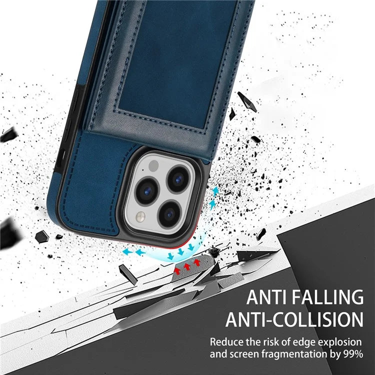N.BEKUS For iPhone 16 Pro Max Card Slots Case RFID Blocking Leather+TPU Kickstand Phone Cover