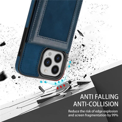 N.BEKUS For iPhone 16 Pro Max Card Slots Case RFID Blocking Leather+TPU Kickstand Phone Cover