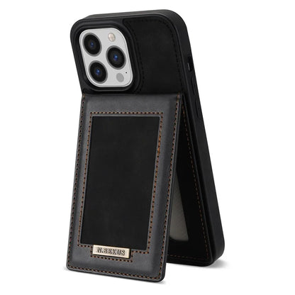 N.BEKUS For iPhone 16 Pro Max Card Slots Case RFID Blocking Leather+TPU Kickstand Phone Cover