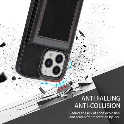 N.BEKUS For iPhone 16 Pro Max Card Slots Case RFID Blocking Leather+TPU Kickstand Phone Cover