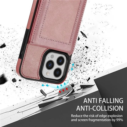 N.BEKUS For iPhone 16 Pro Max Card Slots Case RFID Blocking Leather+TPU Kickstand Phone Cover