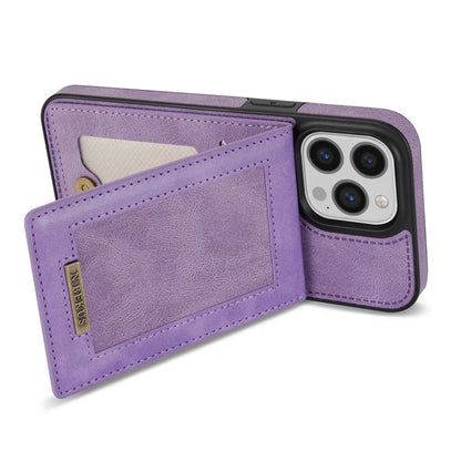 N.BEKUS For iPhone 16 Pro Max Card Slots Case RFID Blocking Leather+TPU Kickstand Phone Cover