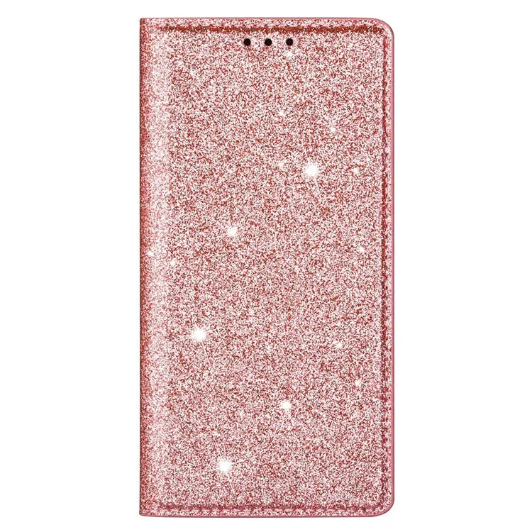 For iPhone 16 Pro Case Glittery Card Slot PU+TPU Phone Cover