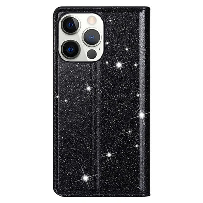 For iPhone 16 Pro Case Glittery Card Slot PU+TPU Phone Cover