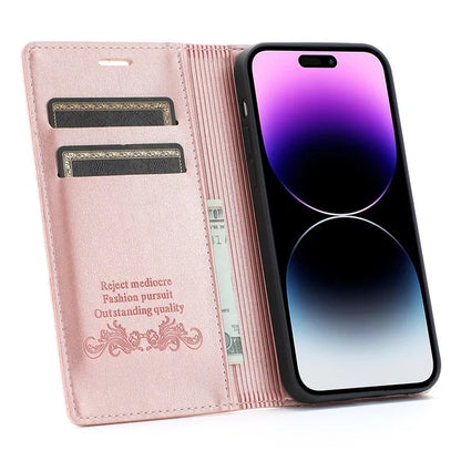For iPhone 16 Pro Wallet Case Magnetic Closing Leather Phone Cover