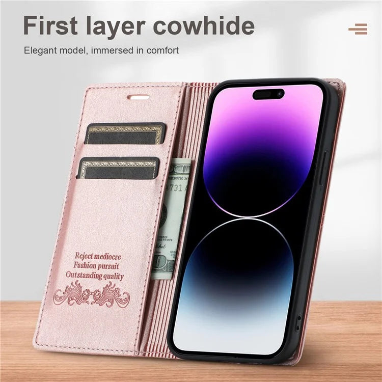 For iPhone 16 Pro Wallet Case Magnetic Closing Leather Phone Cover