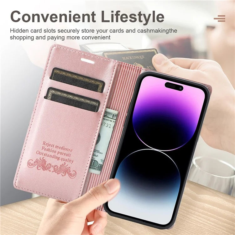 For iPhone 16 Pro Wallet Case Magnetic Closing Leather Phone Cover
