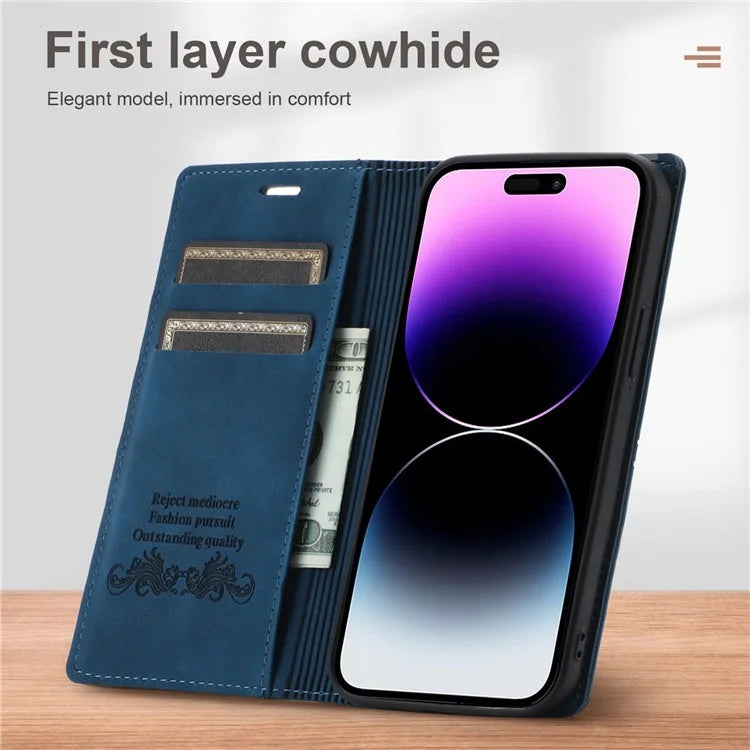 For iPhone 16 Pro Wallet Case Magnetic Closing Leather Phone Cover