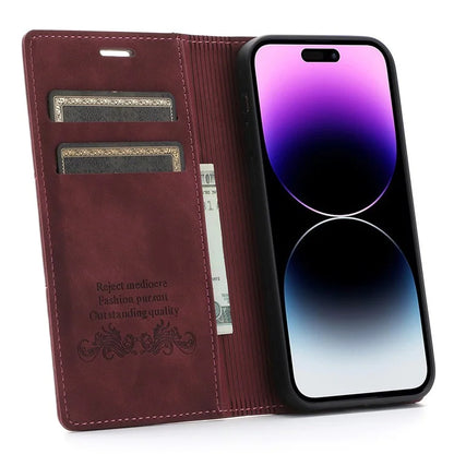 For iPhone 16 Pro Wallet Case Magnetic Closing Leather Phone Cover