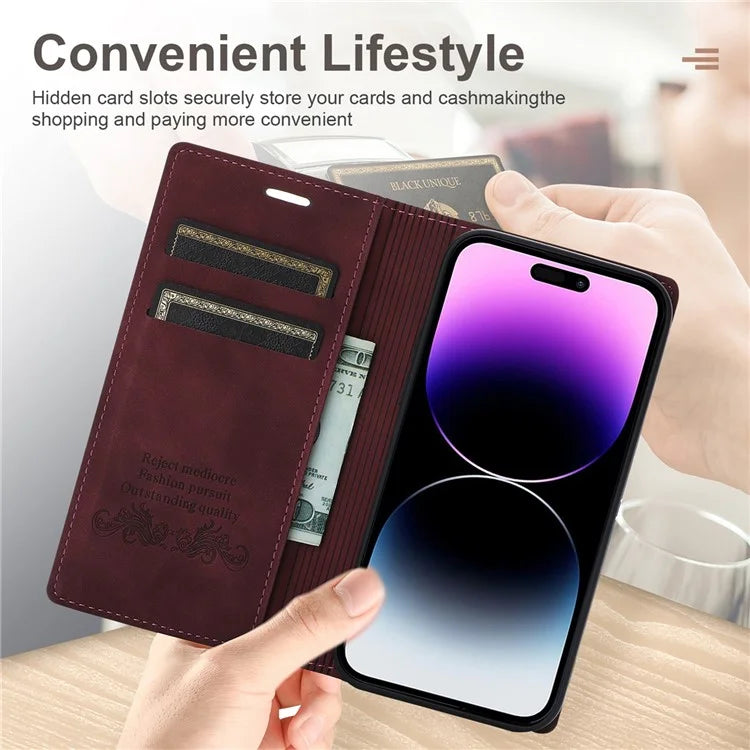 For iPhone 16 Pro Wallet Case Magnetic Closing Leather Phone Cover