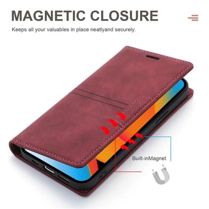 For iPhone 16 Pro Wallet Case Magnetic Closing Leather Phone Cover