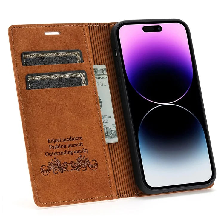 For iPhone 16 Pro Wallet Case Magnetic Closing Leather Phone Cover