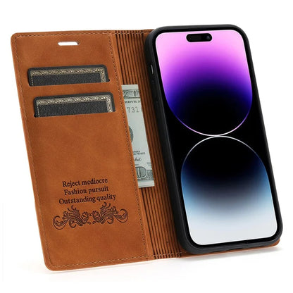For iPhone 16 Pro Wallet Case Magnetic Closing Leather Phone Cover