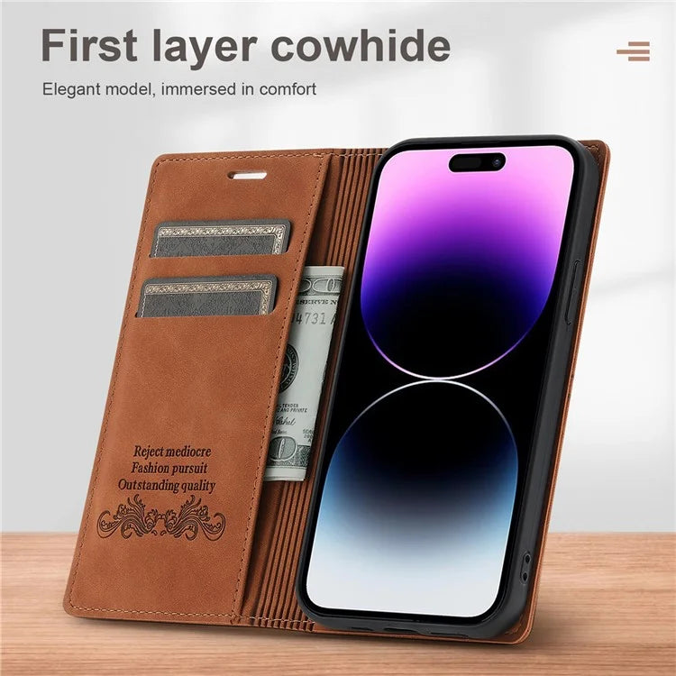 For iPhone 16 Pro Wallet Case Magnetic Closing Leather Phone Cover