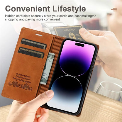 For iPhone 16 Pro Wallet Case Magnetic Closing Leather Phone Cover