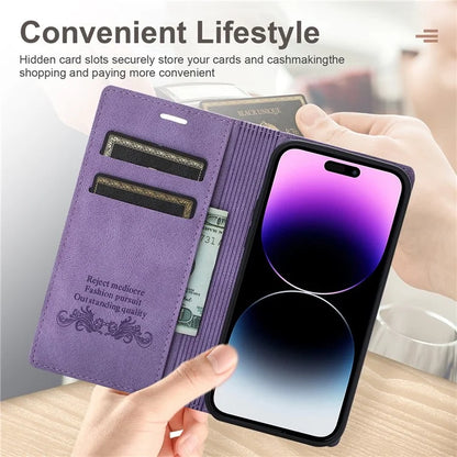 For iPhone 16 Pro Max Wallet Phone Case Magnetic Closing Leather Flip Cover