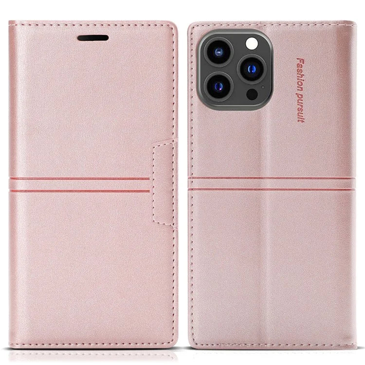 For iPhone 16 Pro Max Wallet Phone Case Magnetic Closing Leather Flip Cover