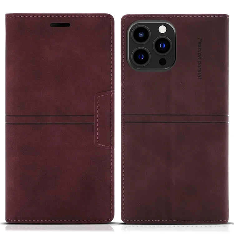 For iPhone 16 Pro Max Wallet Phone Case Magnetic Closing Leather Flip Cover