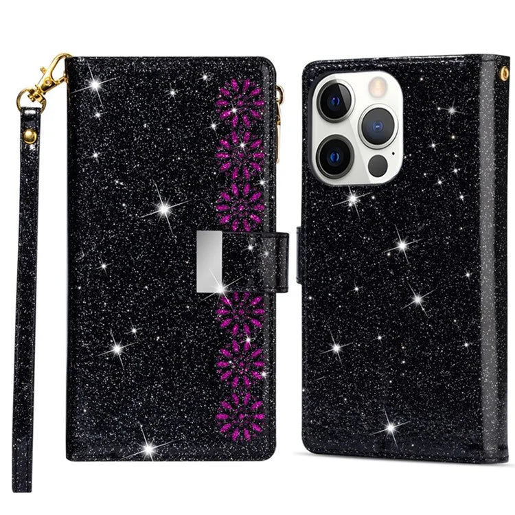 For iPhone 16 Pro Case Starry Sky Carving Leather Wallet Phone Cover