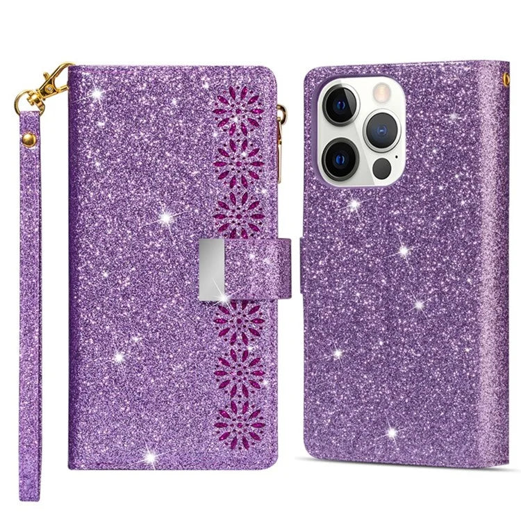 For iPhone 16 Pro Case Starry Sky Carving Leather Wallet Phone Cover