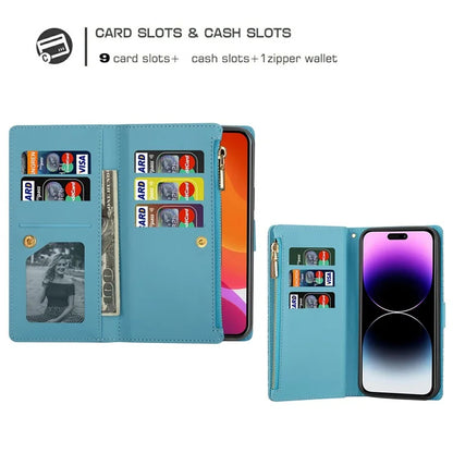For iPhone 16 Pro Max Case Leather Wallet Phone Cover Starry Sky Carving