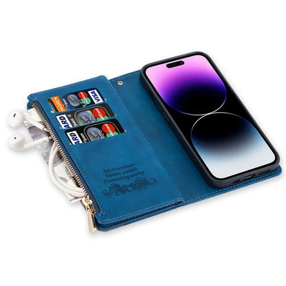 For iPhone 16 Pro Case Color Splicing Anti-Drop Leather Wallet Phone Cover