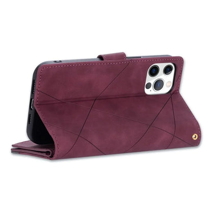 For iPhone 16 Pro Case Color Splicing Anti-Drop Leather Wallet Phone Cover