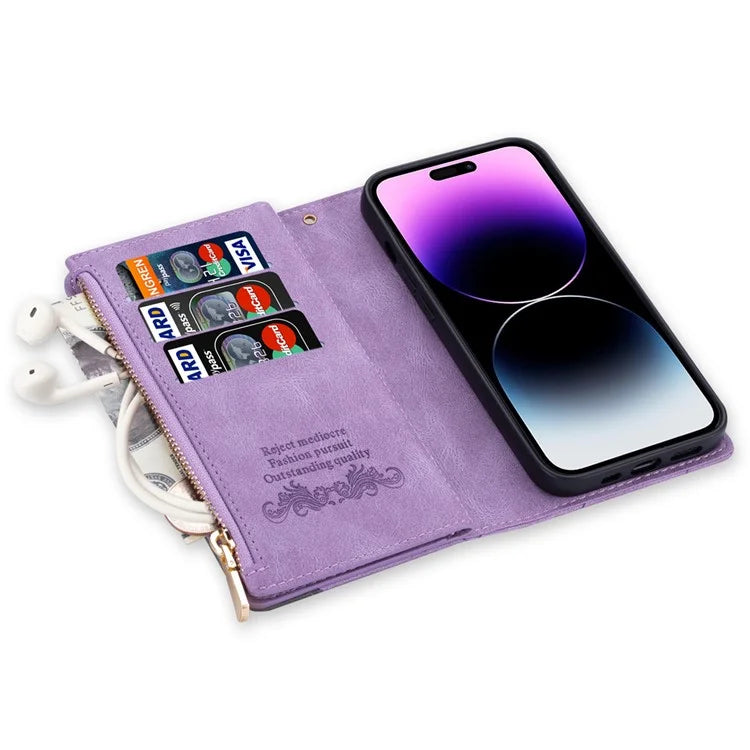For iPhone 16 Pro Case Color Splicing Anti-Drop Leather Wallet Phone Cover