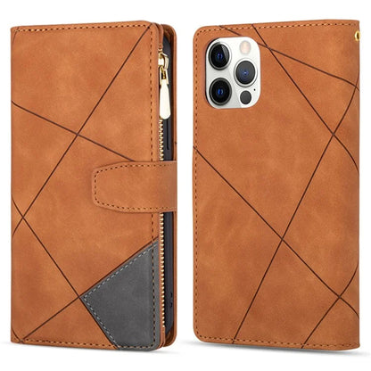 For iPhone 16 Pro Case Color Splicing Anti-Drop Leather Wallet Phone Cover