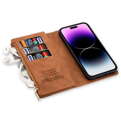For iPhone 16 Pro Case Color Splicing Anti-Drop Leather Wallet Phone Cover
