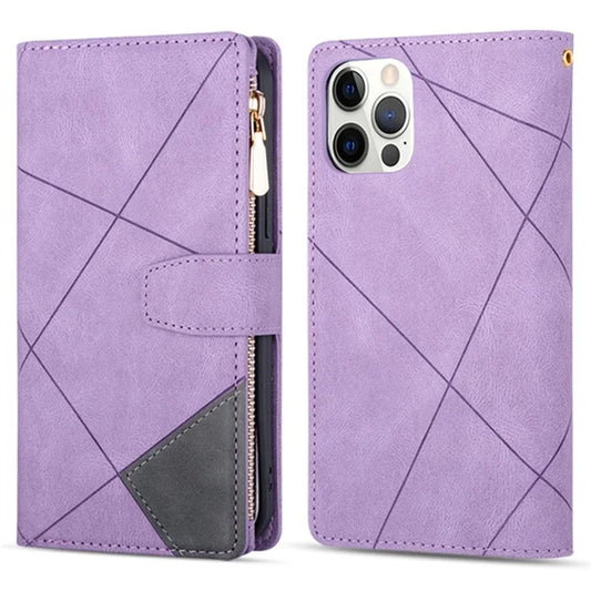 For iPhone 16 Pro Max Wallet Case Color Splicing Leather Phone Cover with Stand