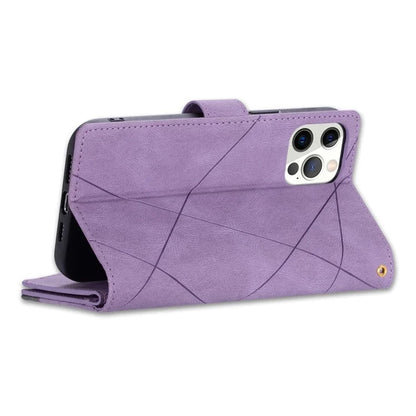 For iPhone 16 Pro Max Wallet Case Color Splicing Leather Phone Cover with Stand