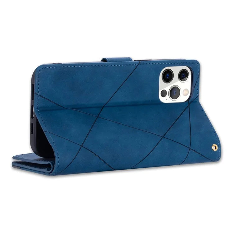 For iPhone 16 Pro Max Wallet Case Color Splicing Leather Phone Cover with Stand