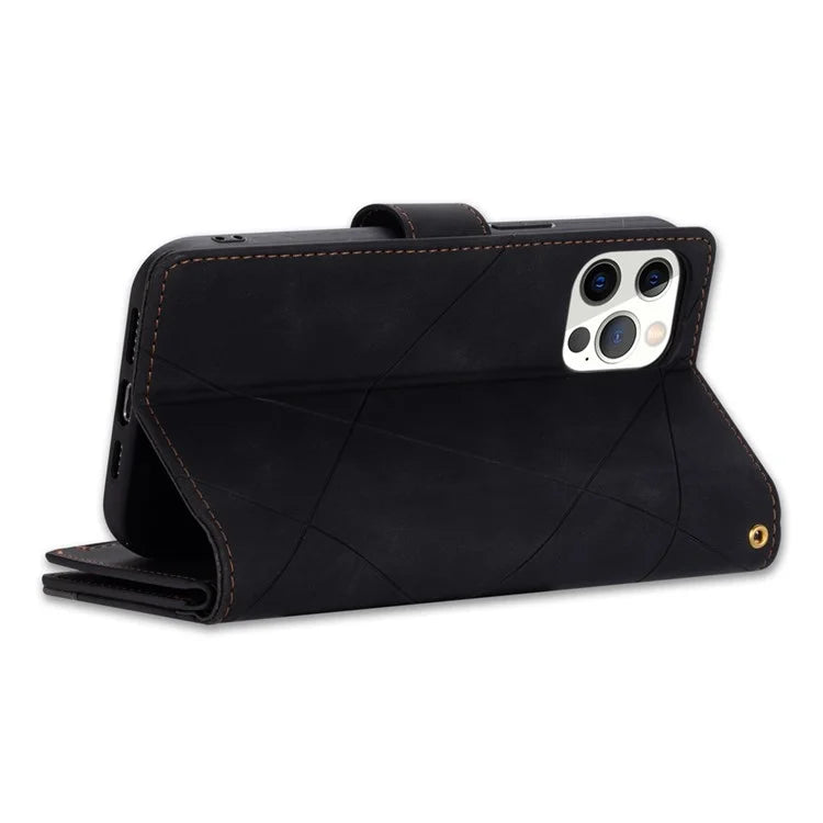 For iPhone 16 Pro Max Wallet Case Color Splicing Leather Phone Cover with Stand