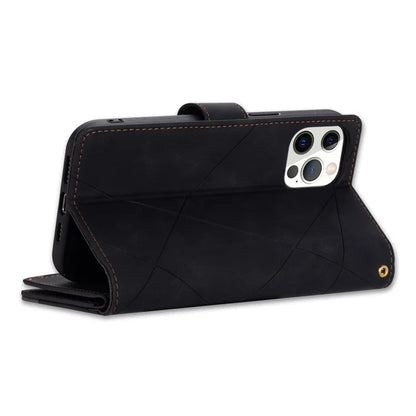 For iPhone 16 Pro Max Wallet Case Color Splicing Leather Phone Cover with Stand