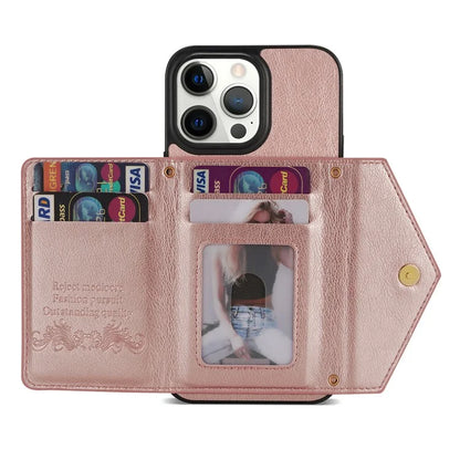 N.BEKUS For iPhone 16 Pro Max Leather Zipper Case Card Holder Phone Cover with Shoulder Strap