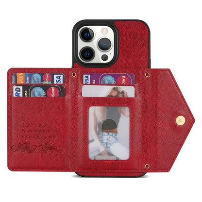 N.BEKUS For iPhone 16 Pro Max Leather Zipper Case Card Holder Phone Cover with Shoulder Strap