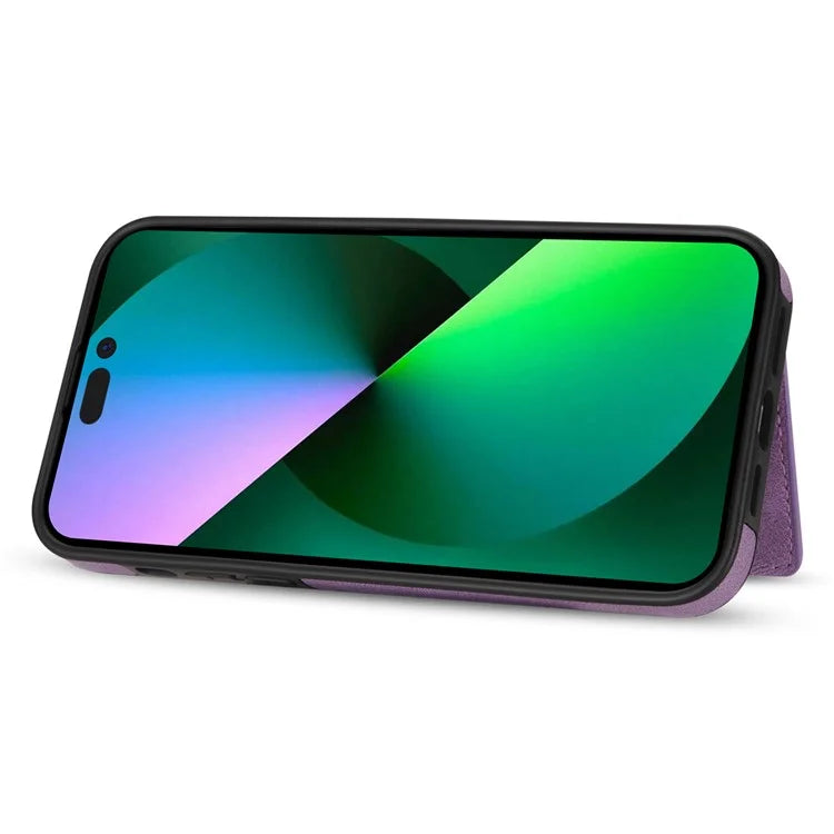 For iPhone 16 Pro Case Line Imprinted Color Splicing Leather Phone Cover