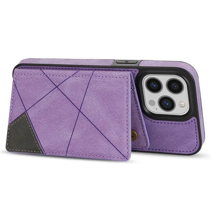 For iPhone 16 Pro Case Line Imprinted Color Splicing Leather Phone Cover