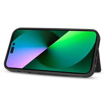 For iPhone 16 Pro Case Line Imprinted Color Splicing Leather Phone Cover