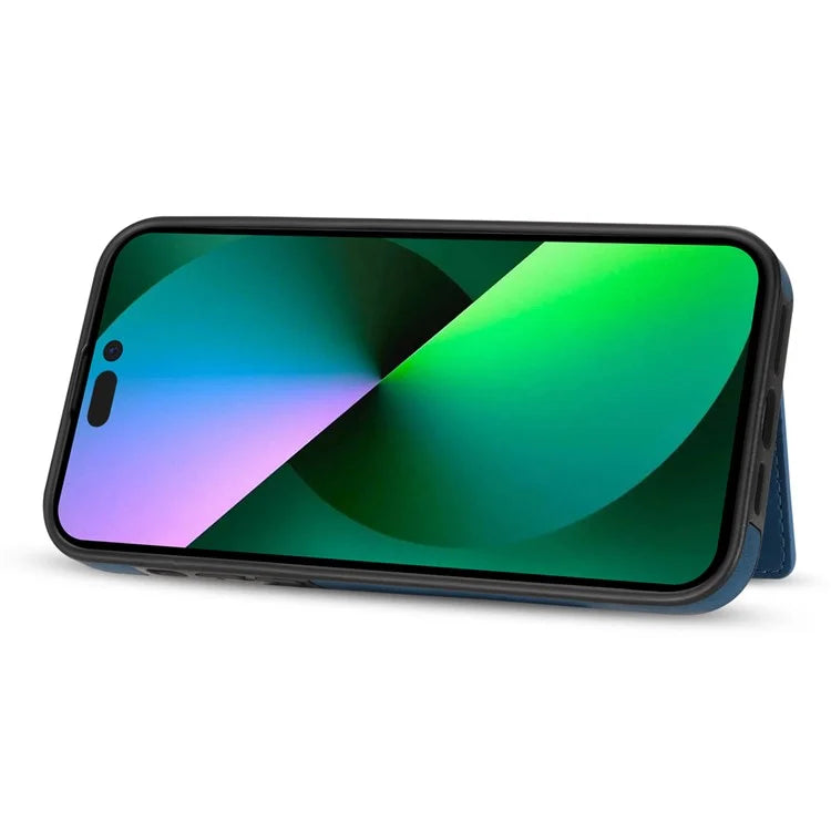 For iPhone 16 Pro Case Line Imprinted Color Splicing Leather Phone Cover