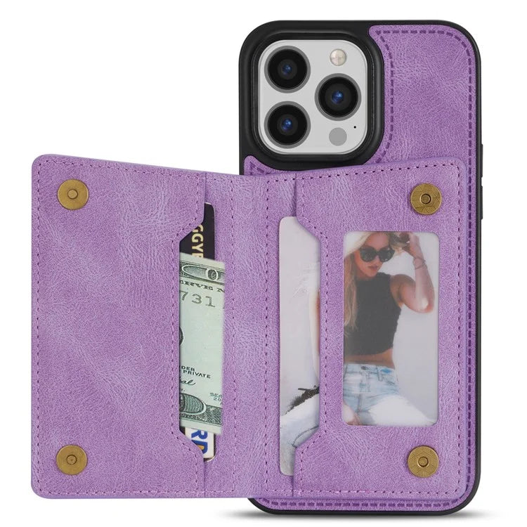For iPhone 16 Pro Max Case Zipper Wallet Kickstand PU+TPU Phone Cover