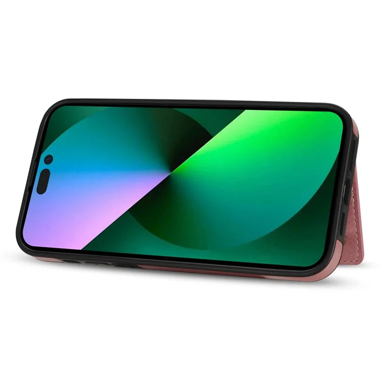 For iPhone 16 Pro Max Case Zipper Wallet Kickstand PU+TPU Phone Cover