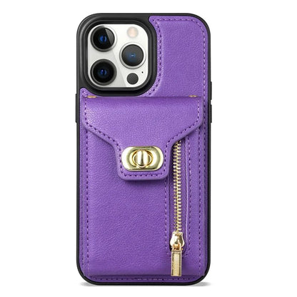 For iPhone 16 Pro Case Card Slots Kickstand PU+TPU Phone Cover with Shoulder Strap