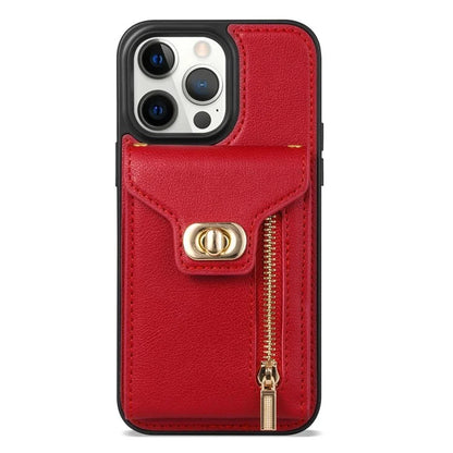 For iPhone 16 Pro Case Card Slots Kickstand PU+TPU Phone Cover with Shoulder Strap