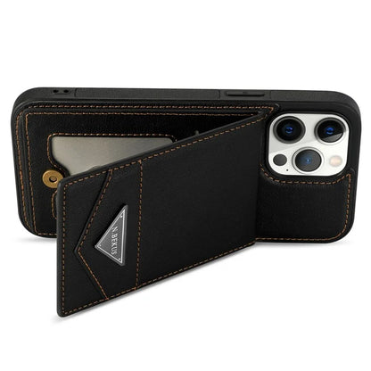 N.BEKUS For iPhone 16 Pro Max Kickstand Case Leather+TPU Card Slot Phone Cover