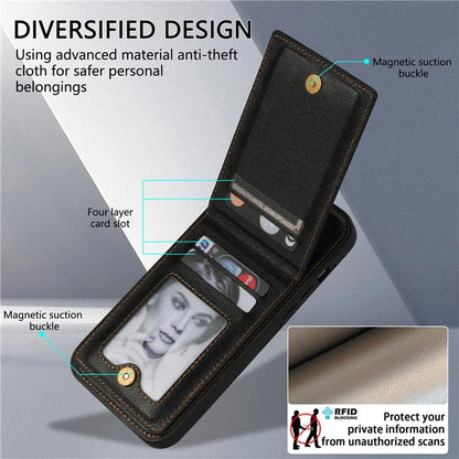 N.BEKUS For iPhone 16 Pro Max Kickstand Case Leather+TPU Card Slot Phone Cover