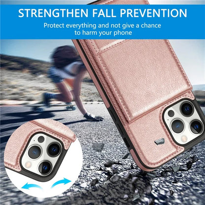 N.BEKUS For iPhone 16 Pro Max Kickstand Case Leather+TPU Card Slot Phone Cover