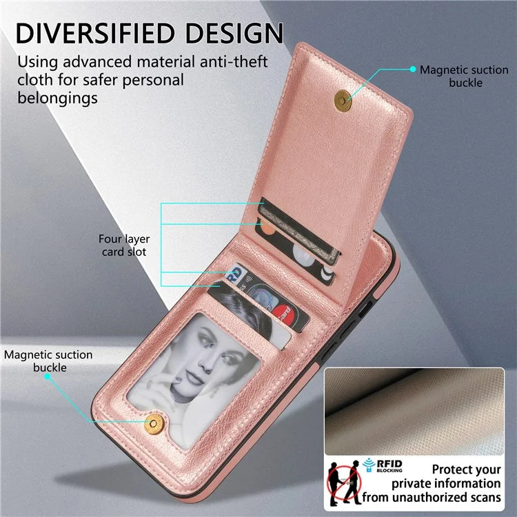 N.BEKUS For iPhone 16 Pro Max Kickstand Case Leather+TPU Card Slot Phone Cover