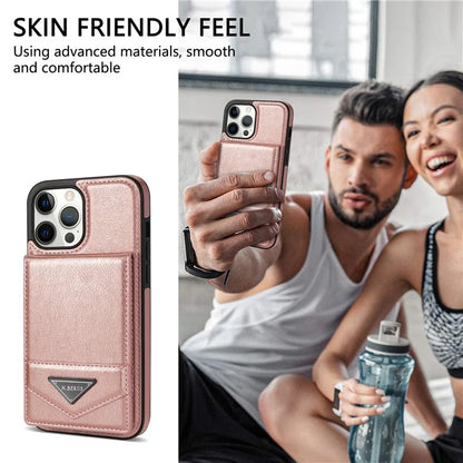 N.BEKUS For iPhone 16 Pro Max Kickstand Case Leather+TPU Card Slot Phone Cover